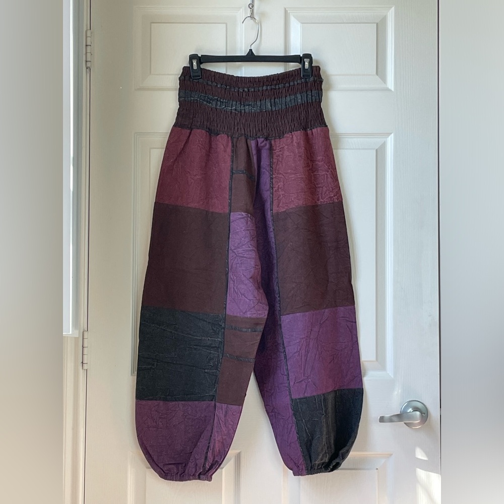 Purple Patchwork All Natural 100% Cotton Harem Pant - Picture 2 of 16